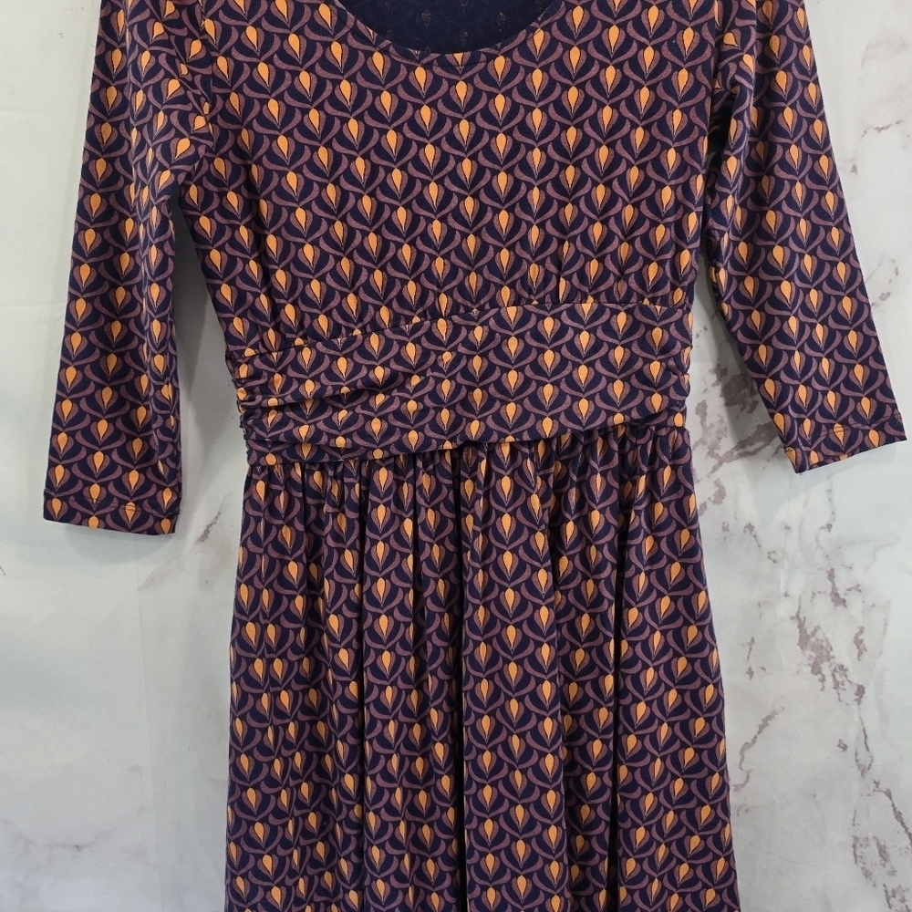 Mata Traders Dress Womens Medium Pattern Half Sleeve Organic Novela Plum Bloom - Picture 7 of 12